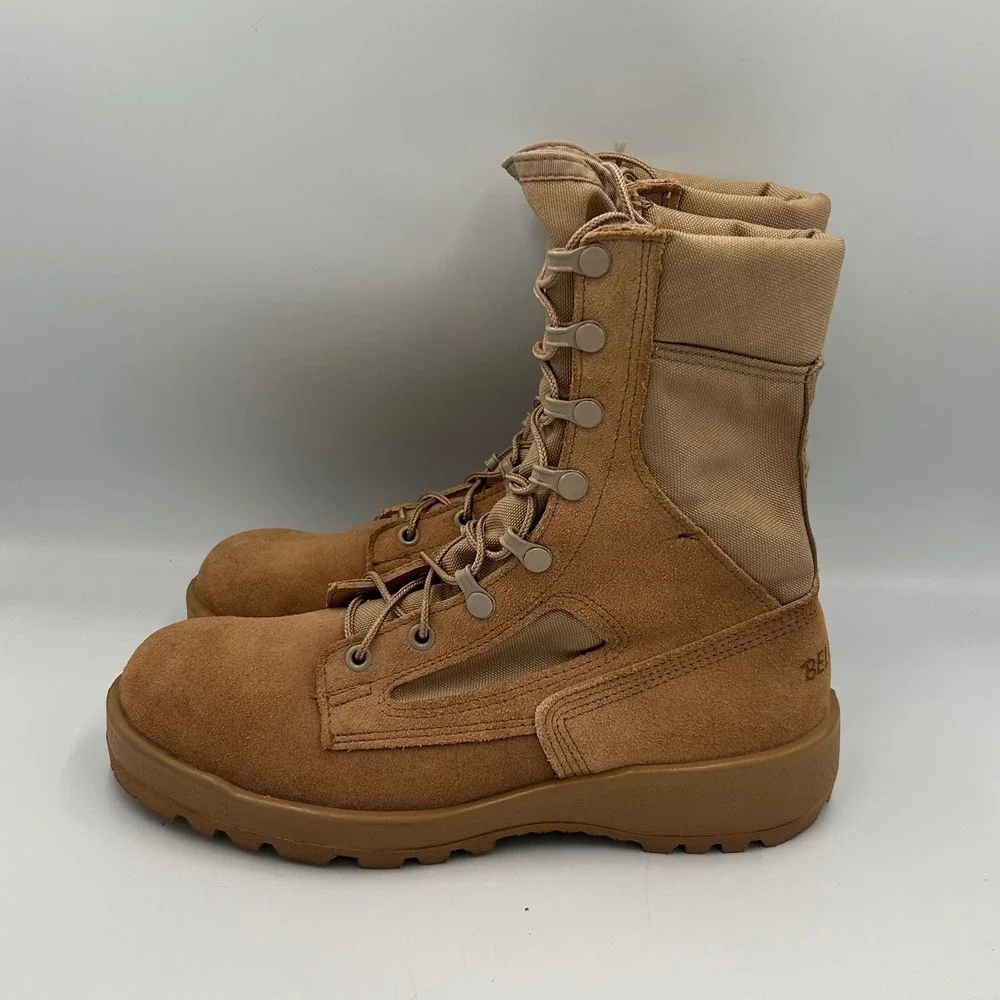 Belleville 390DES Hot Weather Tan Suede Military Combat Boots Mens 6.5 R Vibram